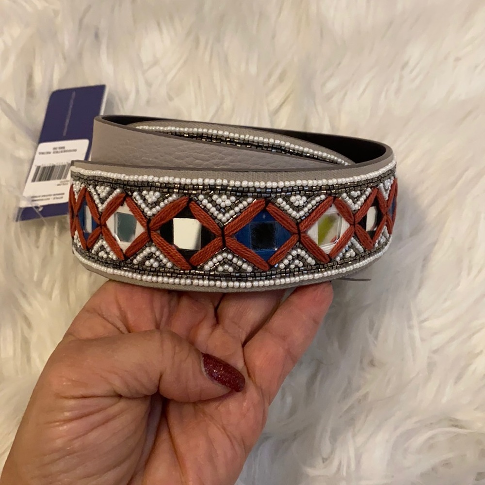 Rebecca Minkoff Putty Leather Mirror Guitar Strap